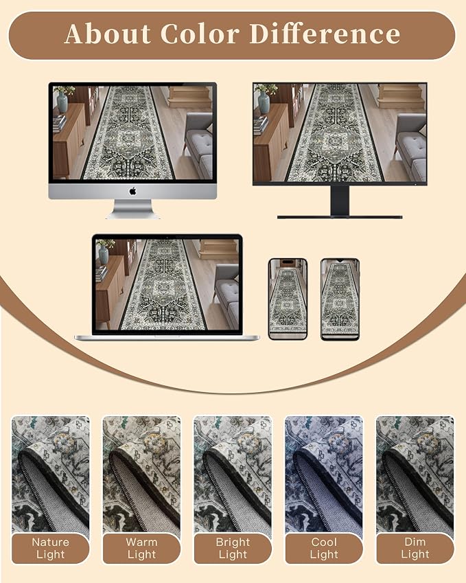 Madane Washable Kitchen Runner Rug 2x6, Ultra-Thin Non-Slip Hallway Runner