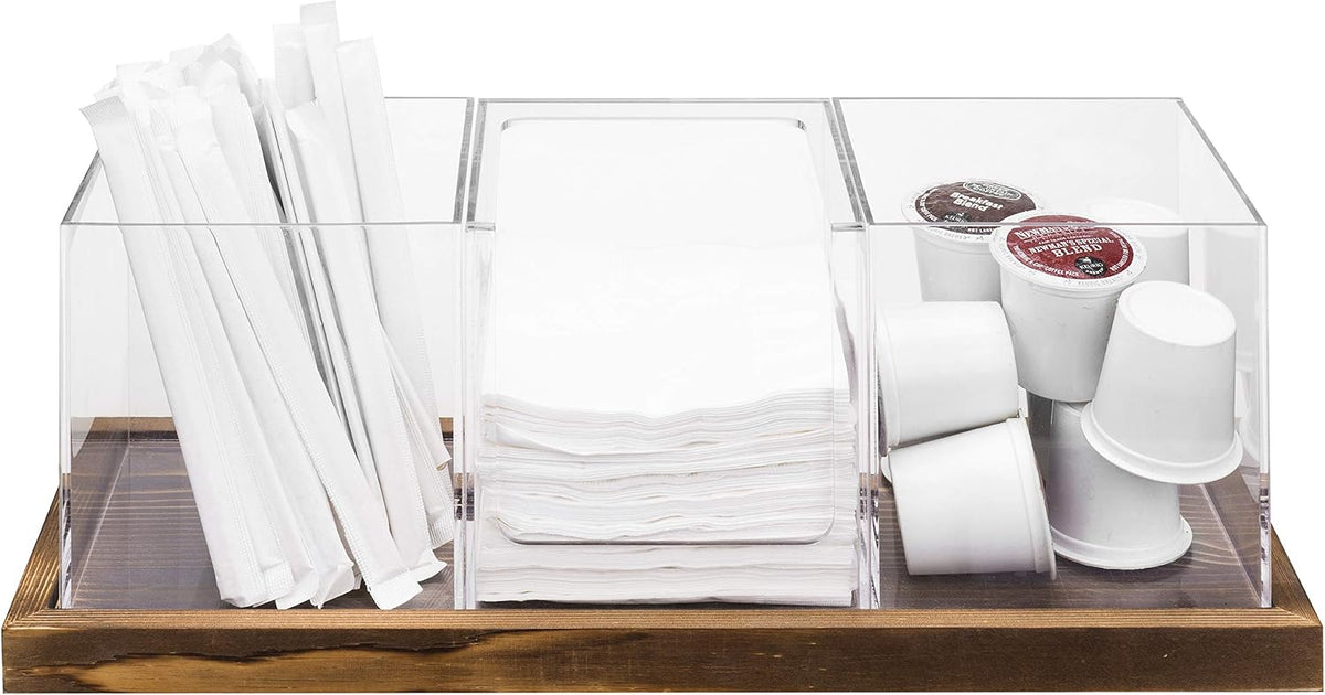 MyGift Coffee & Tea Station Organizer with Acrylic Compartments, 4 Piece