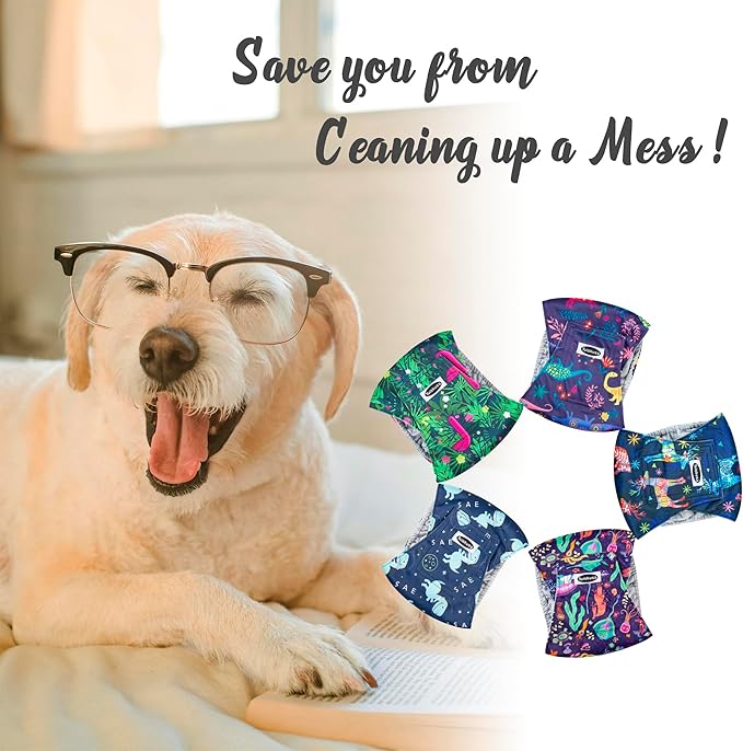 Male Dog Diapers, High Absorbing Dog Belly Bands for Male Dogs, Washable Reusable Dog Male Wraps(5 Pack)
