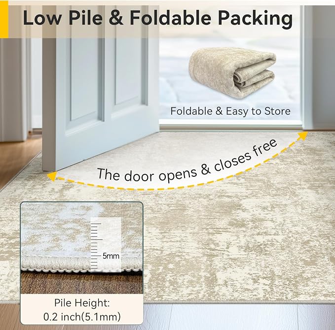 RELEANY Washable Area Rugs 5'x7' Non-Slip Modern Abstract Soft
