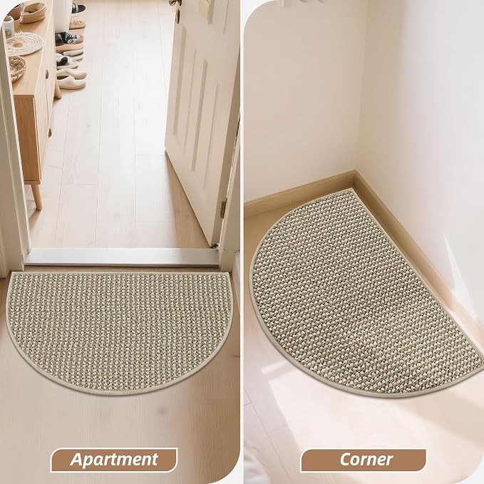 BEQHAUSE Dirt Trapper Door Mat 17" x 30" Half Circle Non-Slip Washable Doormats