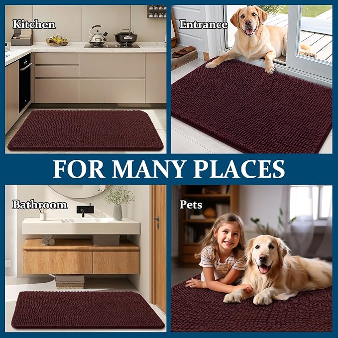 OLANLY Dog Door Mat for Muddy Paws 54x32, Absorbs Moisture and Dirt, Absorbent