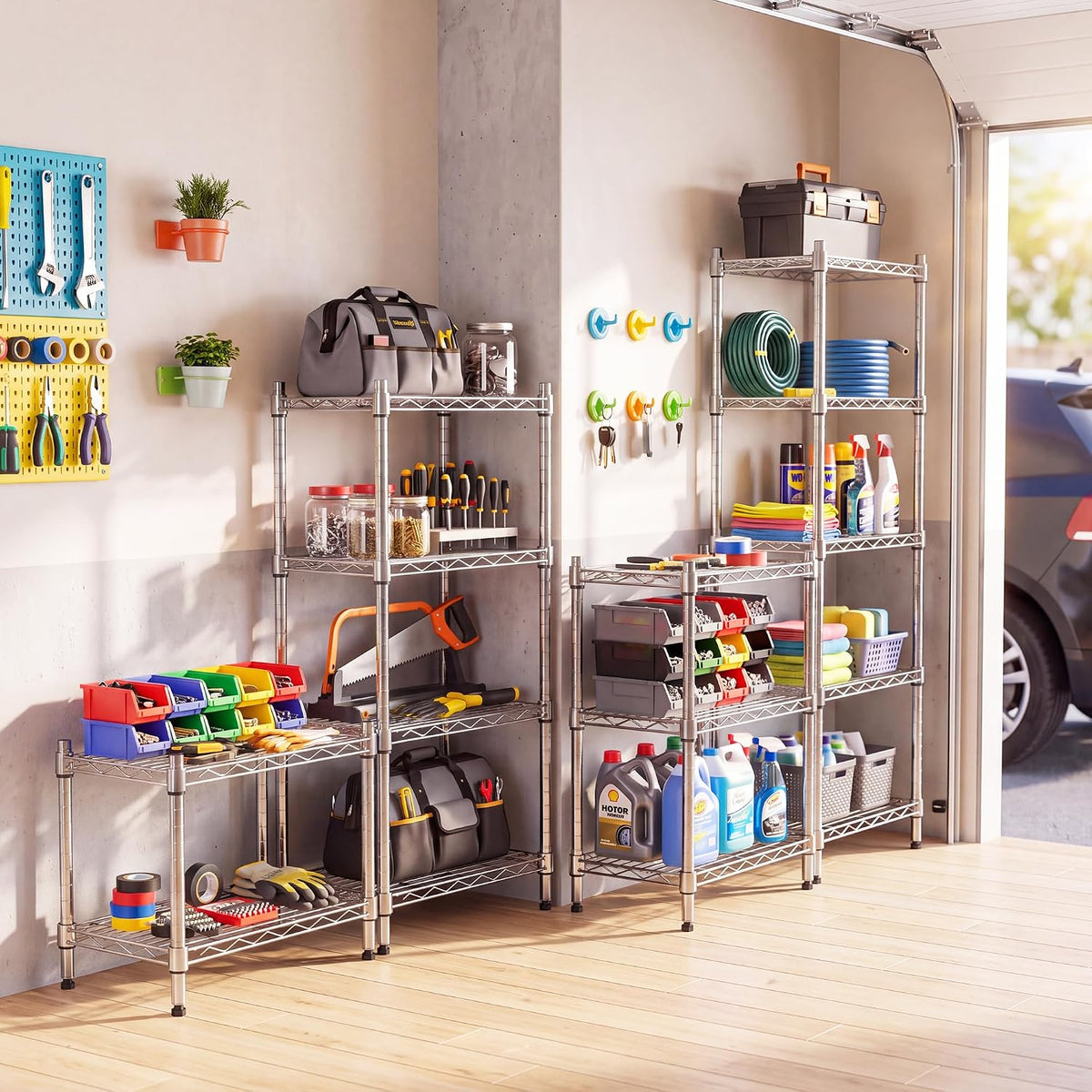 2-Tier Storage Shelf, Heavy Duty Adjustable Organizer Rack, Chrome