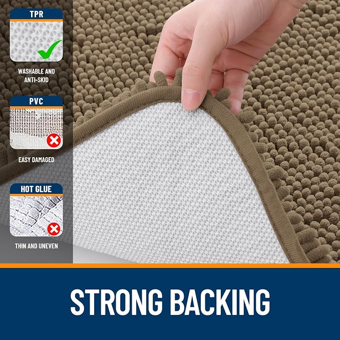 OLANLY Large Bathroom Rugs 45x27, Extra Soft Absorbent Chenille Bath Rugs