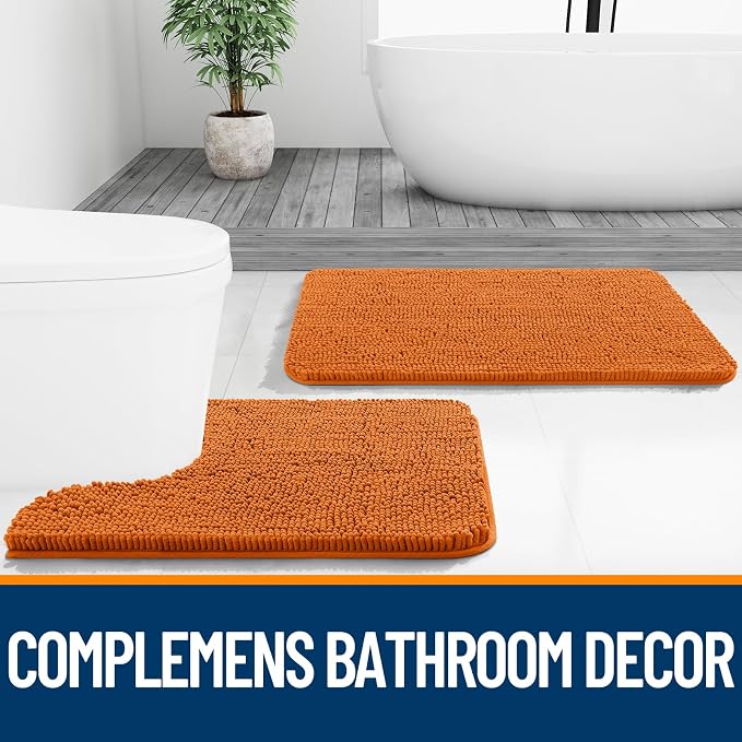 OLANLY Small Bathroom Rugs 24x16, Extra Soft Absorbent Chenille Bath Rugs