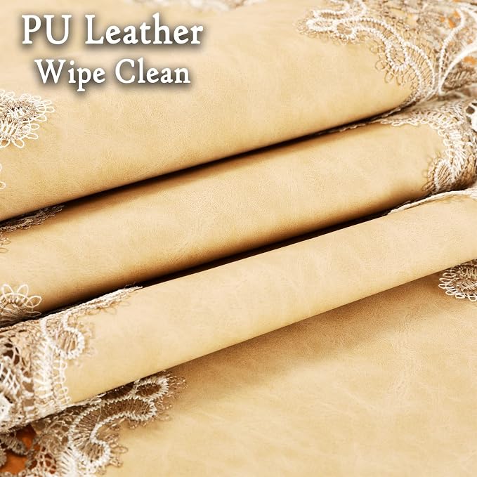 Lace Table Runner, Waterproof Oil-Proof PU Leather Table Runner