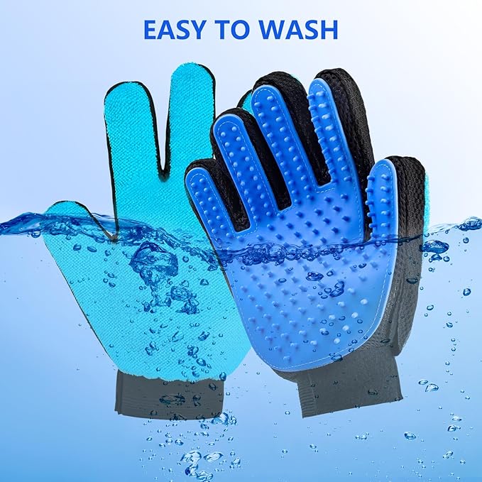 VCZONE 2 in 1 Cat Grooming Glove, Double-Sided Use Pet Hair Remover Glove, 1 Side is Gentle Grooming for Dogs, Cats, The Other is Effective Hair Remover for Furniture, Clothing (Pink, Right-Hand)