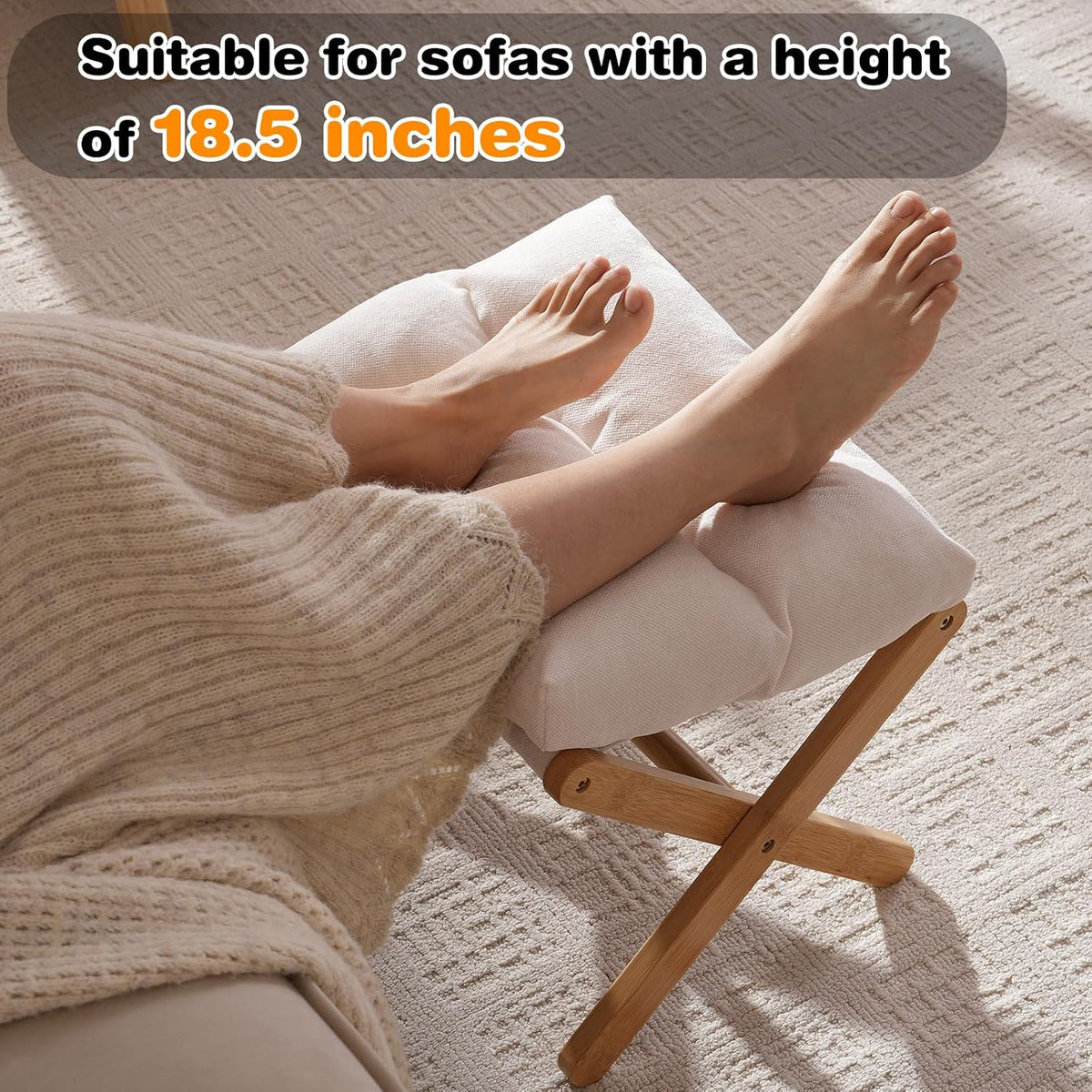 Baveke Foldable Ottoman Foot Rest for Chair, Small Foot Stools Ottoman for Home Decor, Space-Saving Foot Rest for Couch Living Room, Bedroom, Entryway