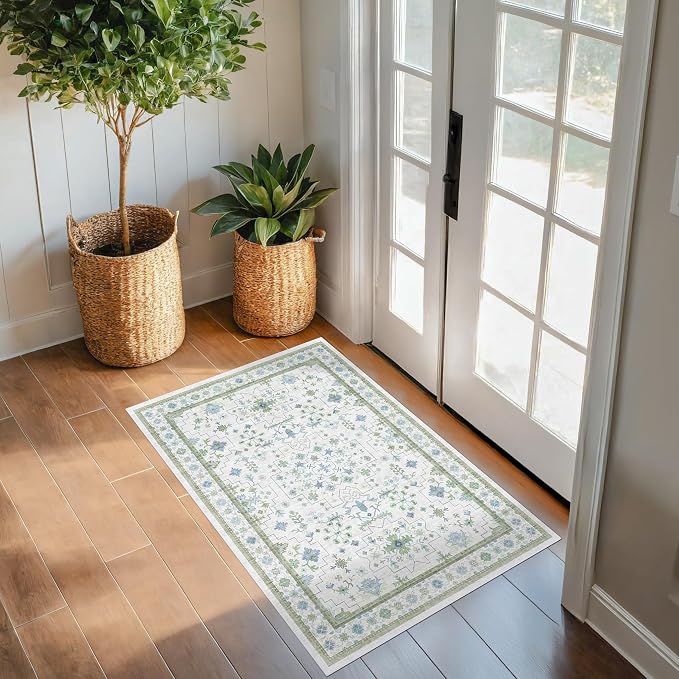 Washable Boho Bathroom Rug 2x3