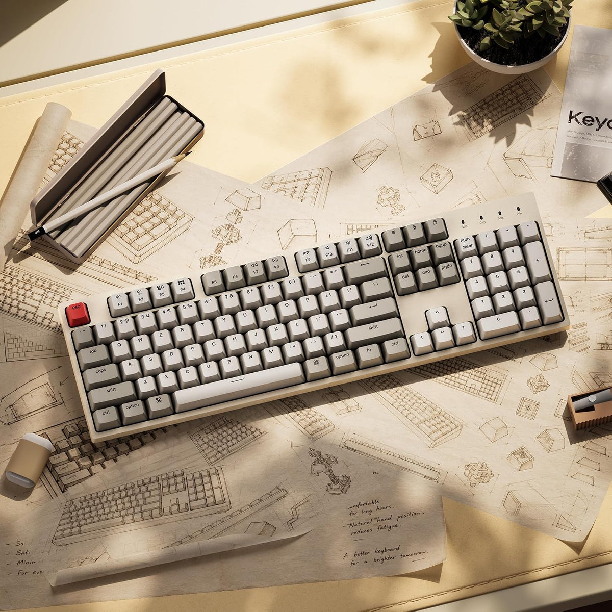 Keychron C2 Full Size Wired Mechanical Keyboard, Brown Switch, Retro