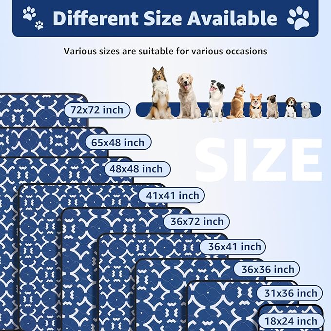 LOOBANI Washable Pee Pads for Dogs: 48"x 48" Extra Large Reusable Puppy Pads,2 Pack Absorbent Whelping Pad Leakproof Dog Playpen Mat, Waterproof Non-Slip Dog Training Pads for Floor, Crate, Potty