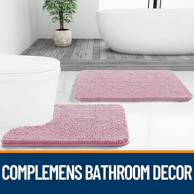 OLANLY Large Bathroom Rugs 45x27, Extra Soft Absorbent Chenille Bath Rugs