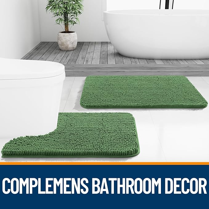 OLANLY Bathroom Runner Rugs 70x24, Soft Absorbent Chenille Bath Rugs, Rubber