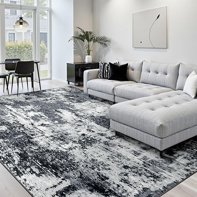 RELEANY Washable Area Rugs 4'x5' Non-Slip Modern Abstract Soft