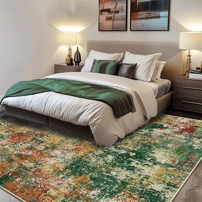 RELEANY Washable Area Rugs Square 8ft Non-Slip Modern Abstract Soft