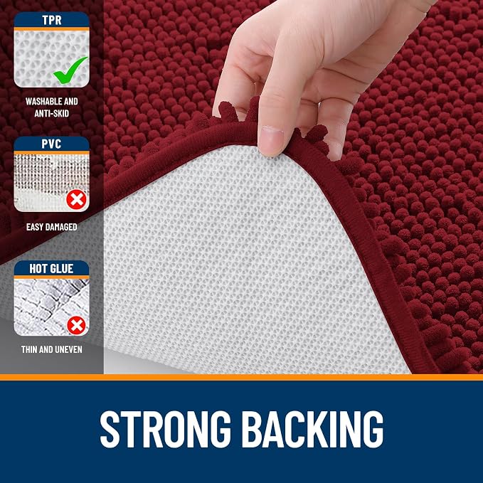 OLANLY Large Bathroom Rugs 40x24, Extra Soft Absorbent Chenille Bath Rugs