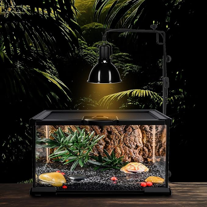 DXOPHIEX 5.5 inch Dome Reptile Light Fixture Reptile Heat Lamp UVB Light Fixture for Bearded Dragon, Lizard, Hermit Crab, Turtle Tank and Terrarium(Max 100W)