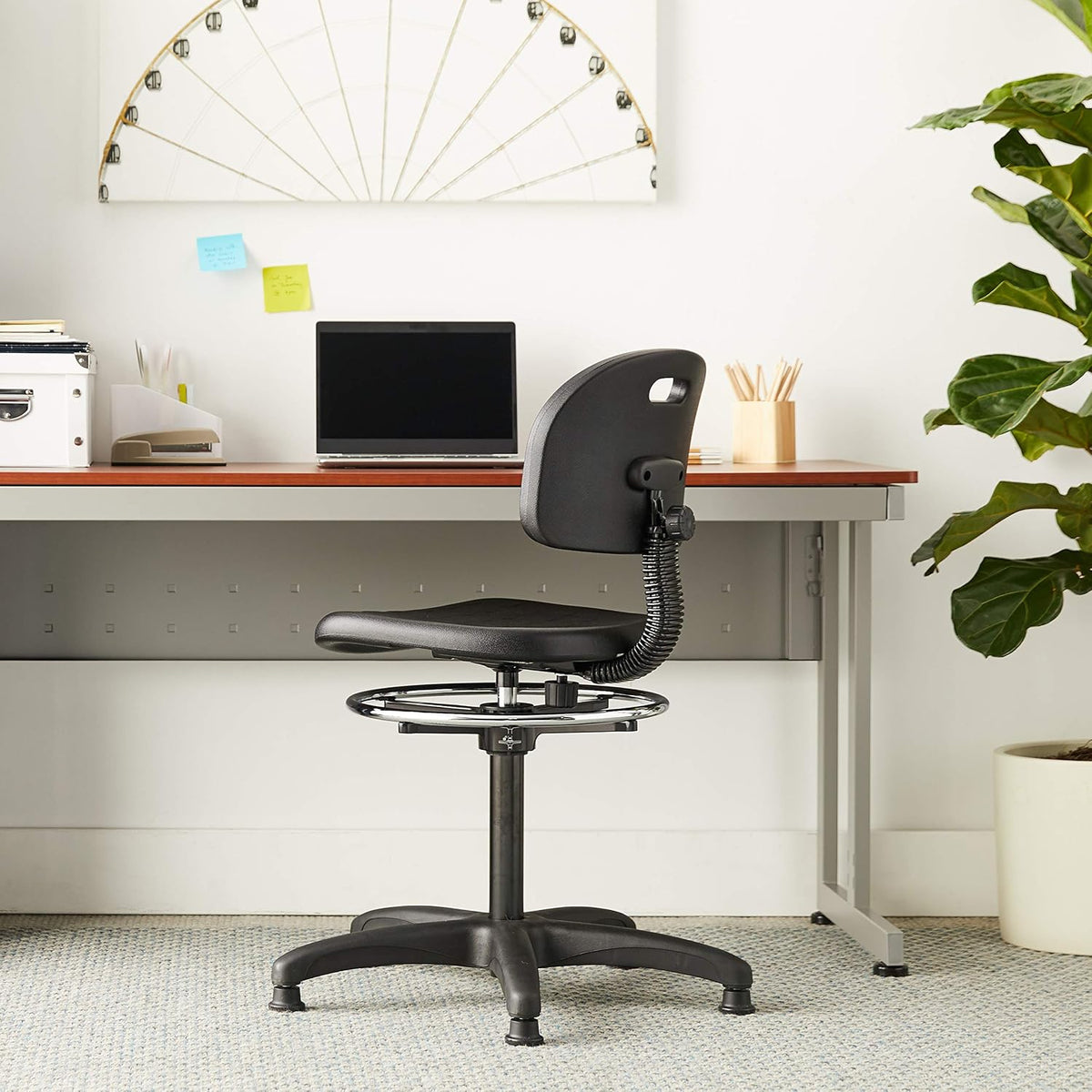Safco 6680 Soft Tough Economy Workbench Chair (Optional arms sold separately), Black