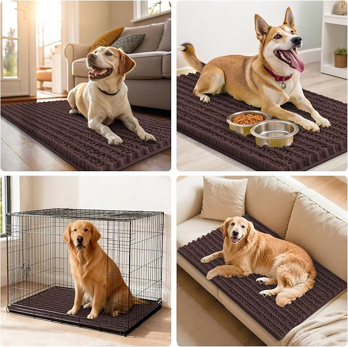 Smiry Dog Door Mat for Muddy Paws 32x21, Absorbent Dirt Trapper, Non-Slip