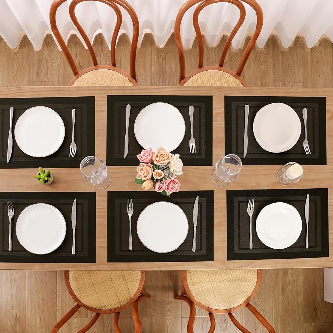 SHACOS Woven Vinyl Placemats Set of 4 Wipe Clean Place Mats