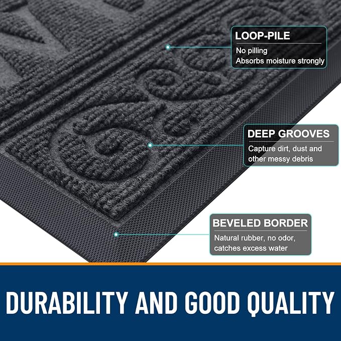 OLANLY Welcome Door Mat Indoor Outdoor Entrance, Heavy Duty Sturdy Front Door