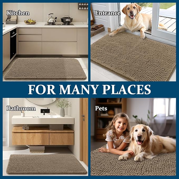 OLANLY Dog Door Mat for Muddy Paws 30x17, Absorbs Moisture and Dirt, Absorbent