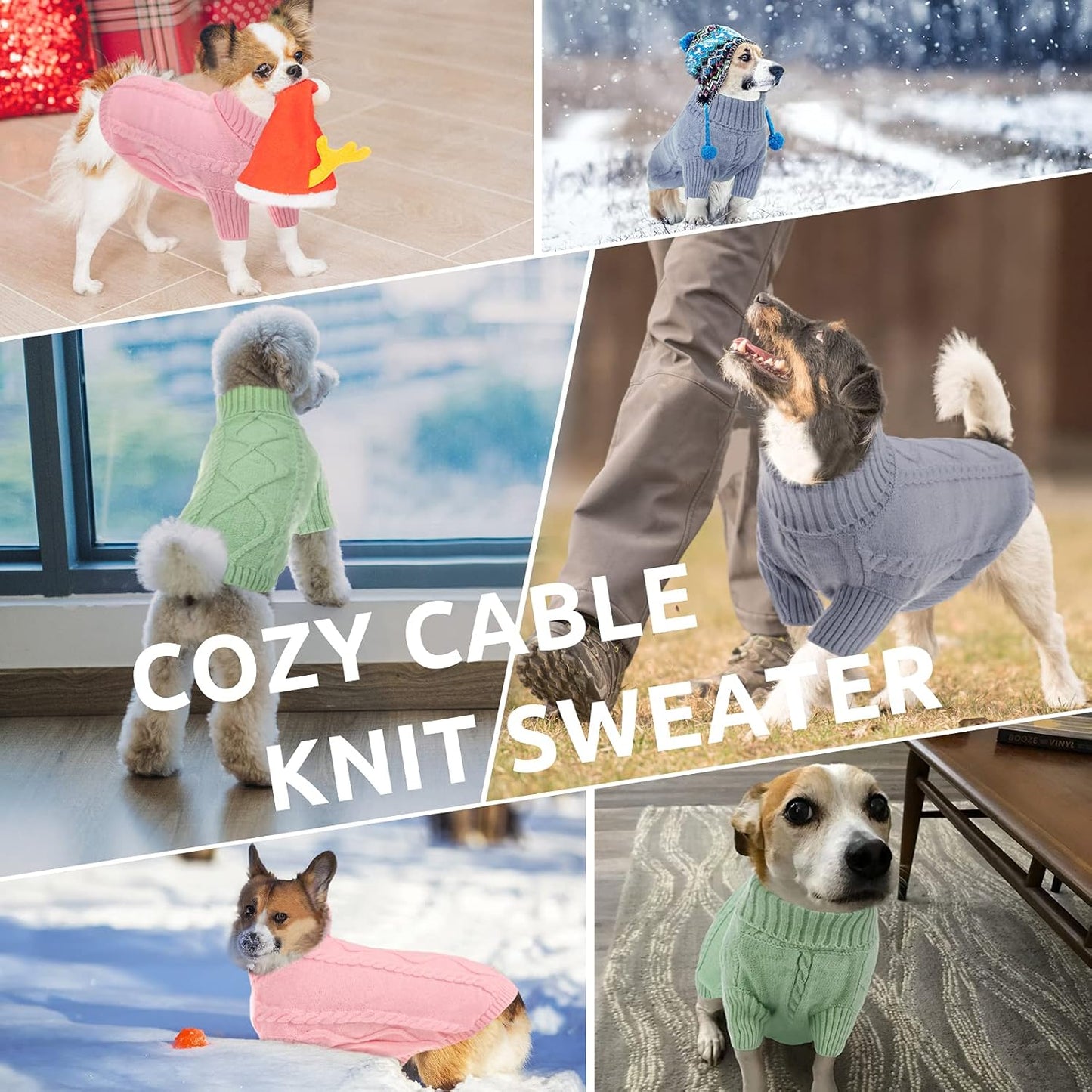 Queenmore XXL Dog Sweaters,Large Dog Sweater for Pitbull Doberman,Warm Turtleneck Knitted Big Pet Sweater for Male Femal Dogs,Extra Large Size Dogs Winter Clothes (Green,2XL)