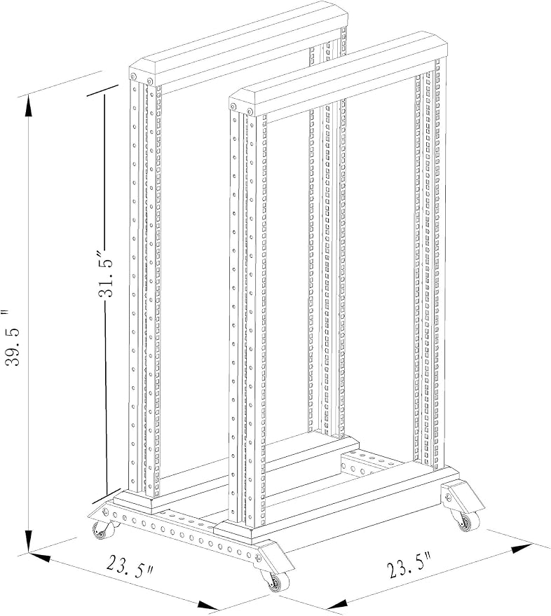 Raising Electronics Server Rack Open Frame Rack 4 Post 19 inch Adjustable