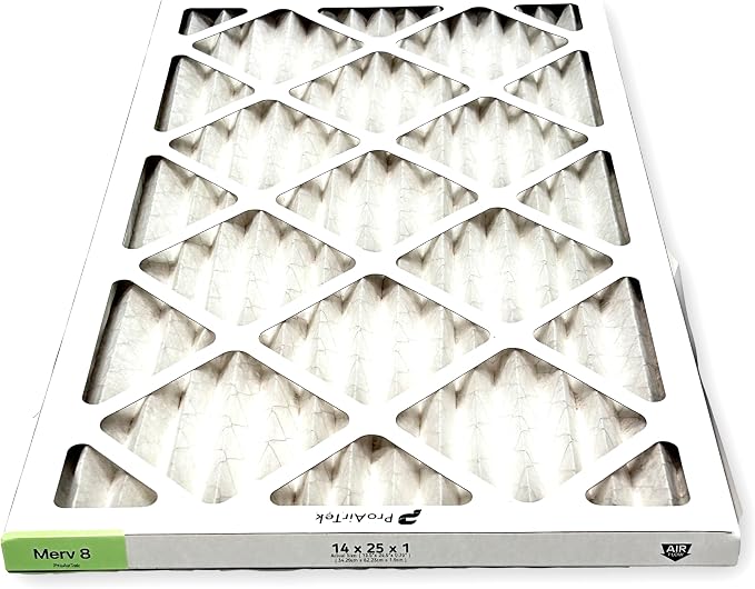 Proairtek AF14251M08SWH Model 14x25x1 Pack of 4 Air Filters, MERV 8; Ideal