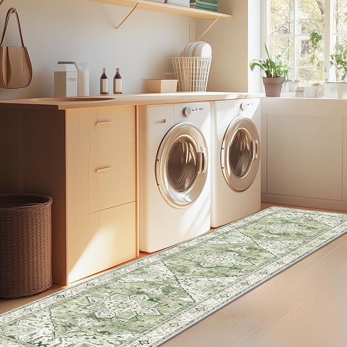 Yamaziot Washable Runner Rug, 2x8 Non-Slip Boho Vintage Hallway Rug Runner
