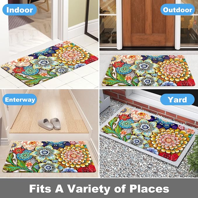 Rnivvi Front Door Mat, Heavy Duty Low Profile Anti-Slip Entryway Rug