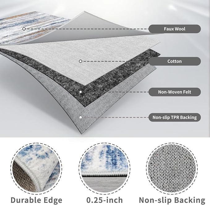 3x8 Washable Runner Rug for Family: Easy-to-Clean Runners for Hallway Entryway