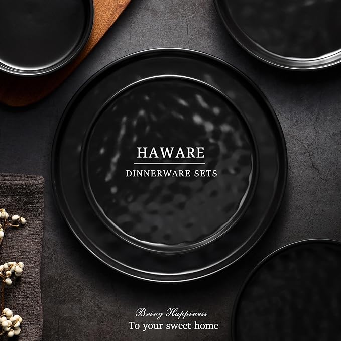 HaWare Dinnerware Sets, 24-Piece Stoneware Dish Set