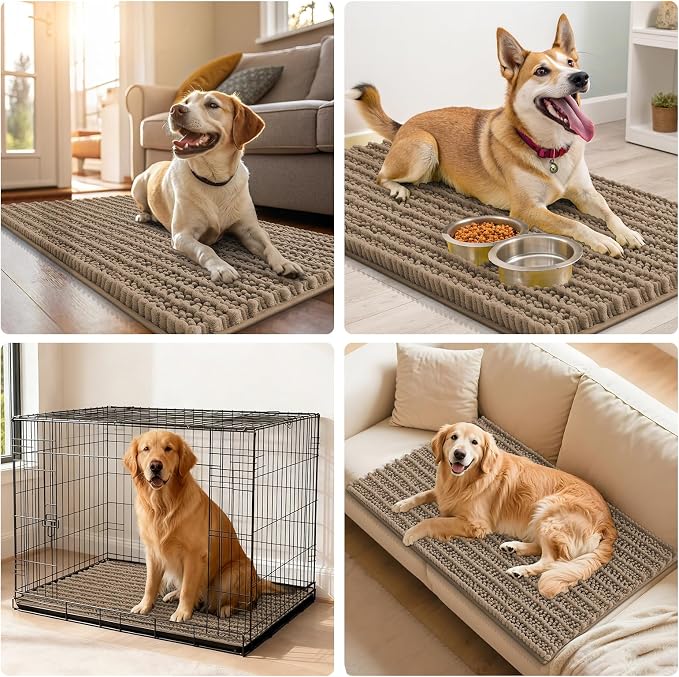 Smiry Dog Door Mat for Muddy Paws 40x24, Absorbent Dirt Trapper, Non-Slip