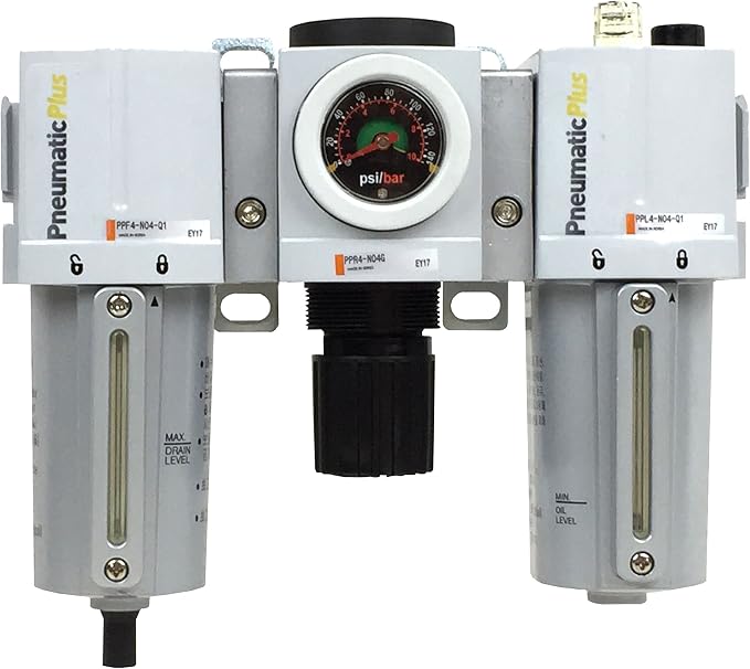 PneumaticPlus PPC4-N04G-Q1 Compressed Air Filter Regulator Lubricator Combo