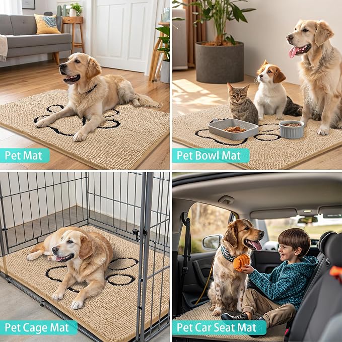 Smiry Dog Door Mat for Muddy Paws, Absorbent Dirt Trapper Non Slip Quick Dry