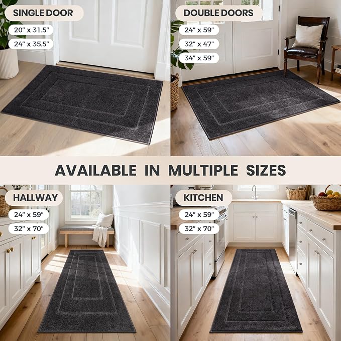 PURRUGS Dirt Trapping Door Mat 24" x 59", Non-Slip/Skid Machine Washable