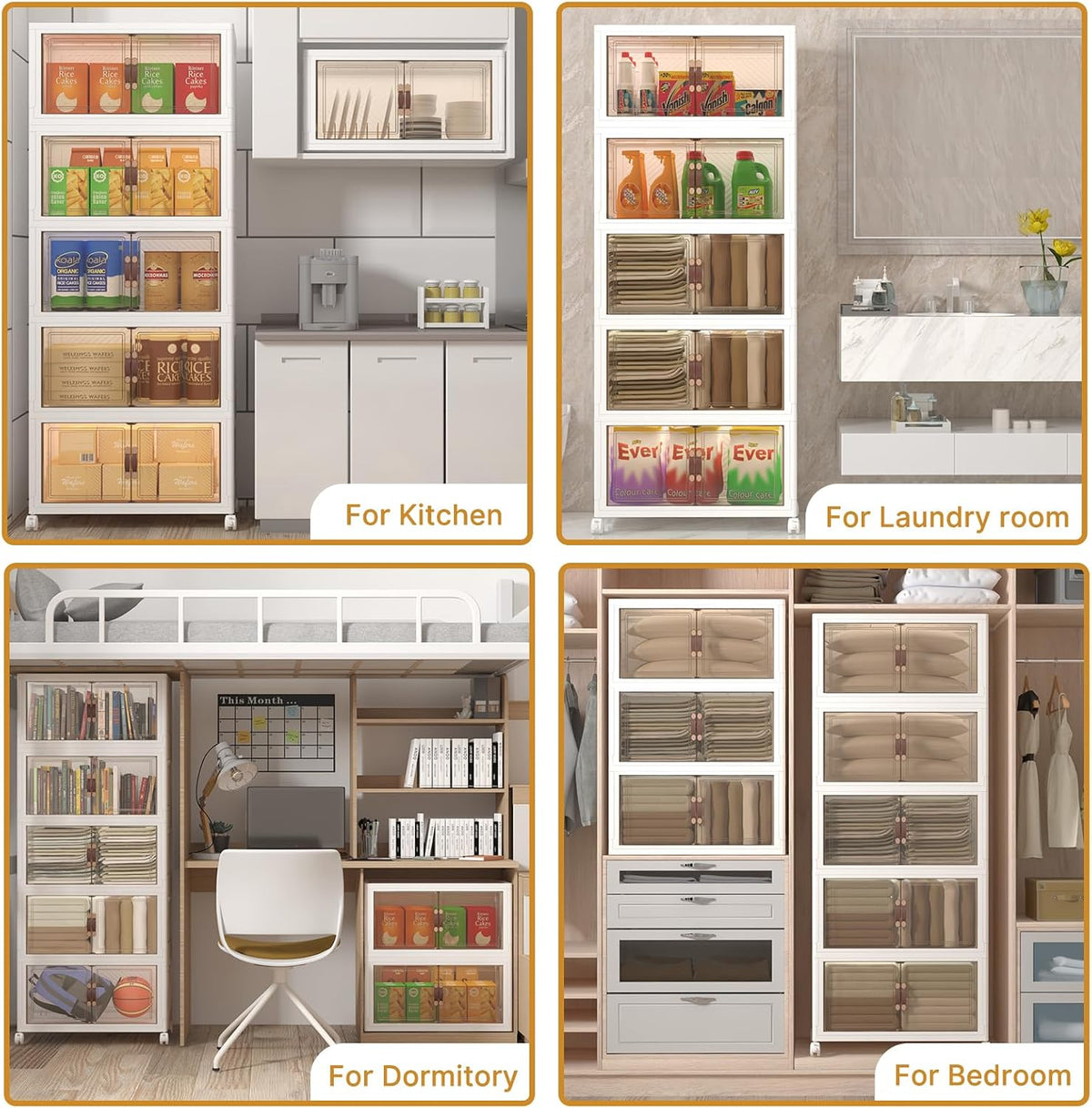 UAMFURI 600QT Stackable Storage Bins with Lids,Doors & Wheels