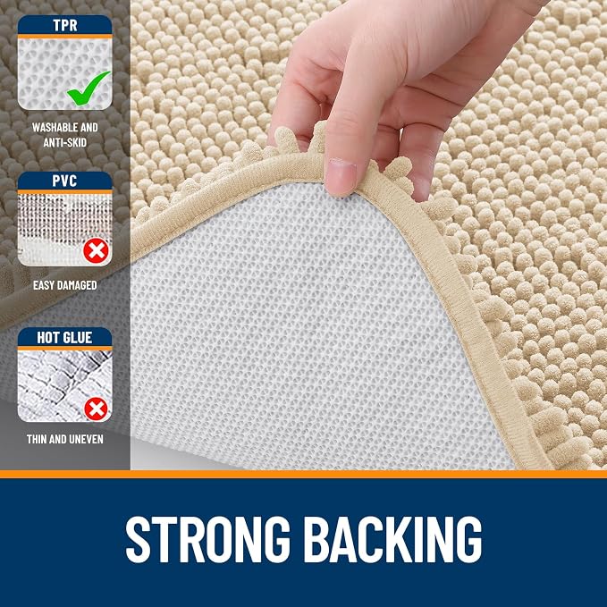 OLANLY Bathroom Rugs 36x24, Extra Soft Absorbent Chenille Bath Rugs, Rubber