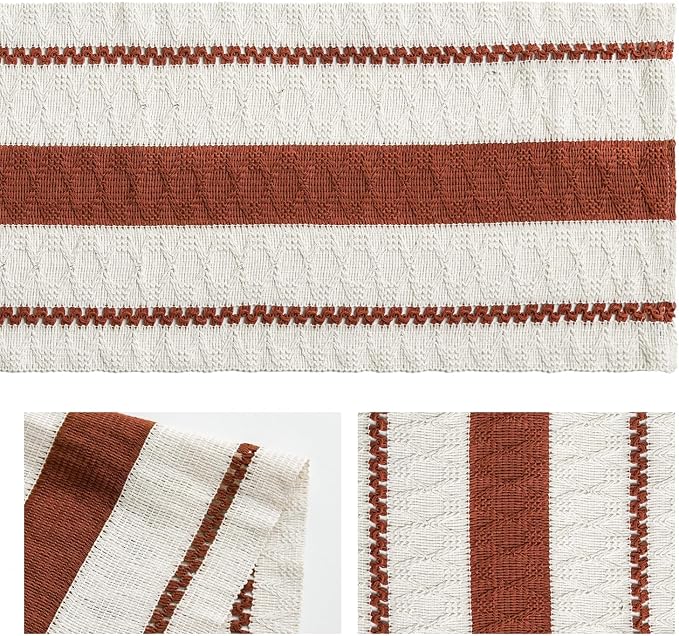 Artoid Mode Caramel Rustic Woven Table Runner 12x72 Inch | Holiday Farmhouse