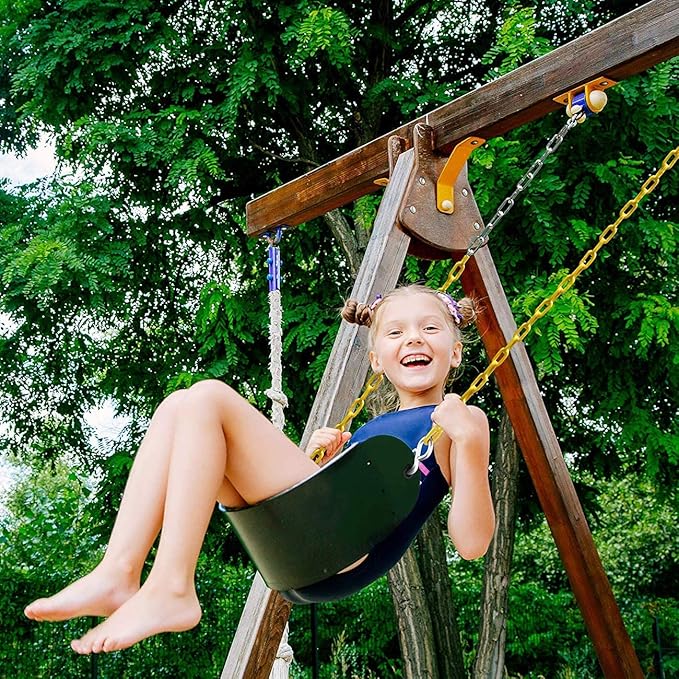 Sunnyglade 8 PCS Swings Seats Heavy Duty with 66" Chain, Playground Swing Set Accessories Replacement with Snap Hooks, Support 250lb (8, Green)