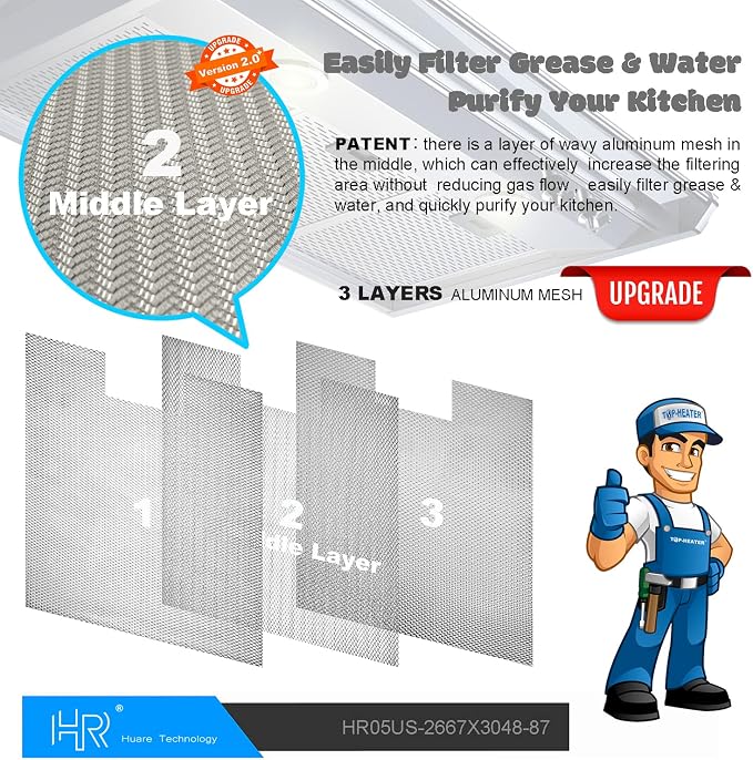 Updated W10169961A Range Hood Filter, Stove Vent Filter, Fits Whirlpool