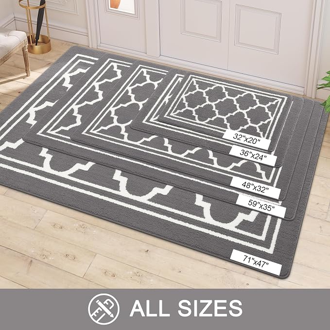 Buganda Large Indoor Door Mat, Dirt-Resistant and Absorbent Doormat, Low