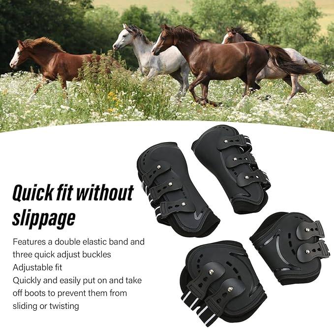 Horse Leg Protector Shock Absorption Breathable Open Front Tendon Boots for Jumping Show Riding (Medium)