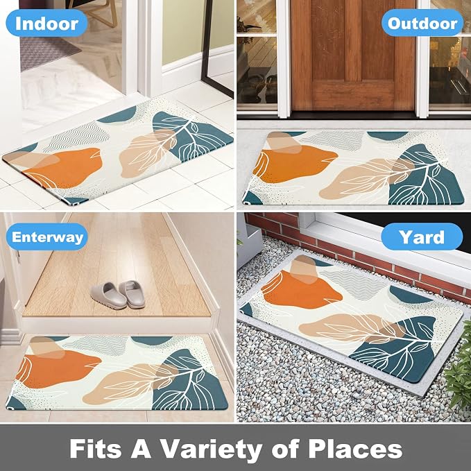 Rnivvi Front Door Mat, Heavy Duty Low Profile Anti-Slip Entryway Rug