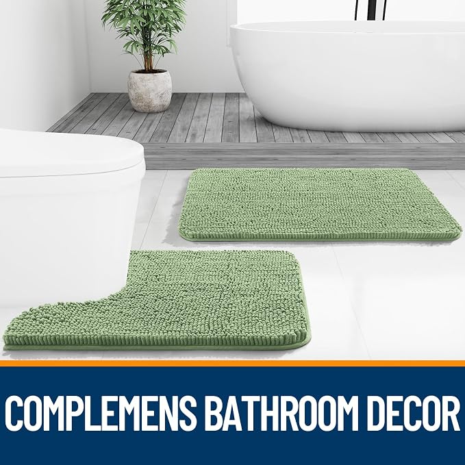 OLANLY Bathroom Runner Rugs 70x24, Soft Absorbent Chenille Bath Rugs, Rubber