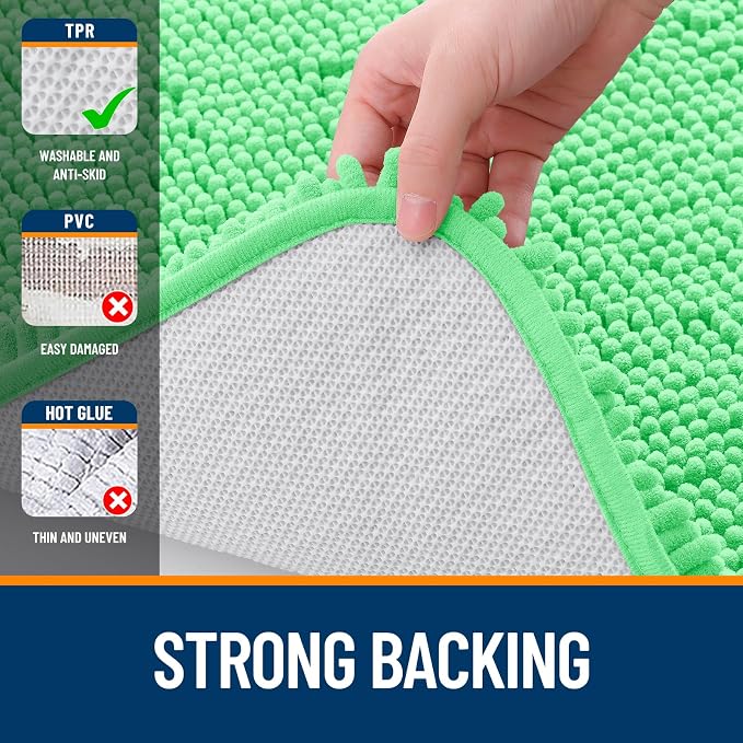 OLANLY Bathroom Runner Rugs 59x24, Soft Absorbent Chenille Bath Rugs, Rubber