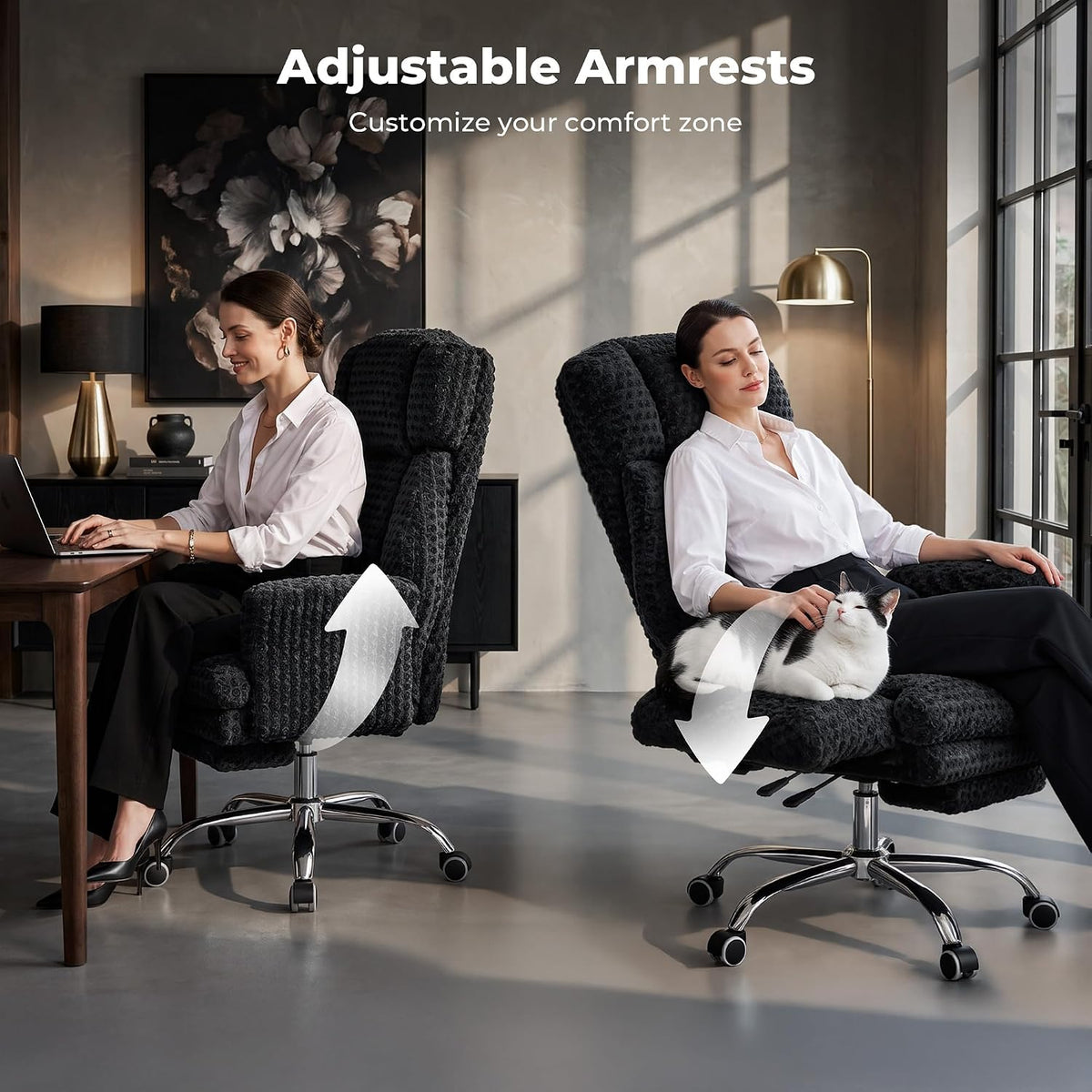 Big and Tall Heated Massage Office Chair with Footrest, 6-Point Vibration