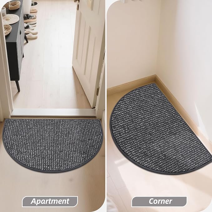 BEQHAUSE Dirt Trapper Door Mat 17" x 30" Half Circle Non-Slip Washable Doormats