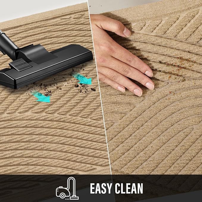 HIYARD Sturdy Front Door Mat, Absorbent Muddy Dirt Resist Welcome Door Mats